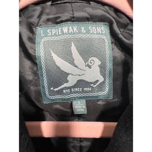 I. Spiewak & Sons Mens Double Breasted Wool Peak Coat Black Size Large - Picture 8 of 14